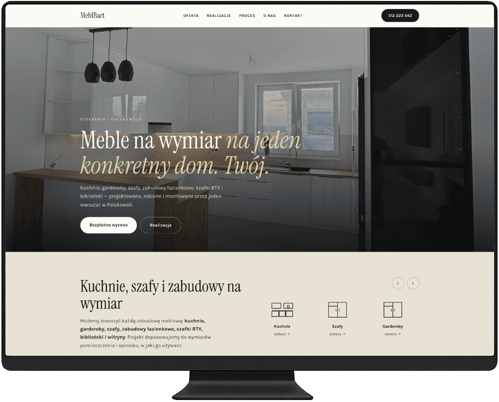 Desktopowy widok strony MeblBart