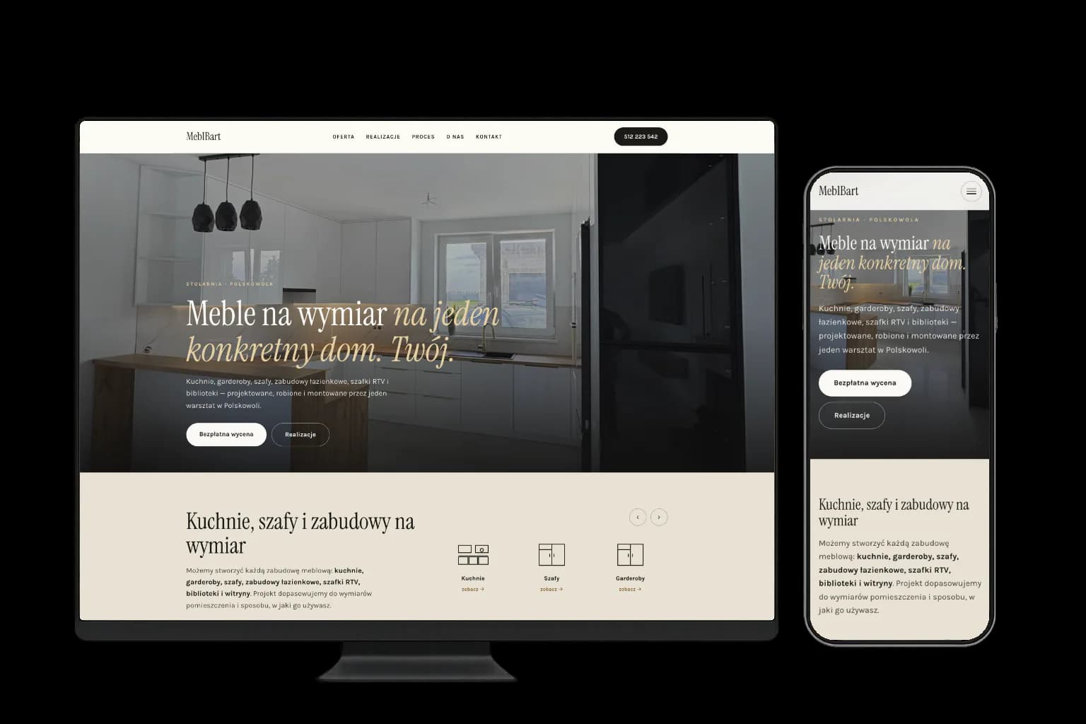 MeblBart website shown on desktop and mobile